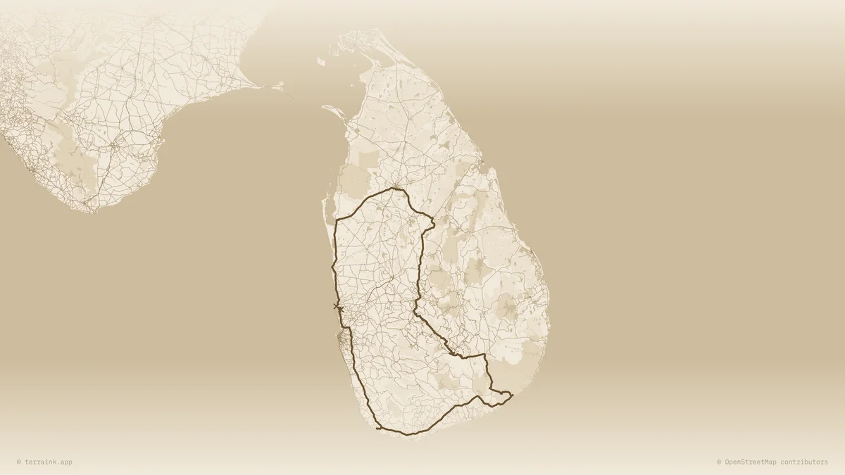 Culinary & Local Life Trail route map across Sri Lanka